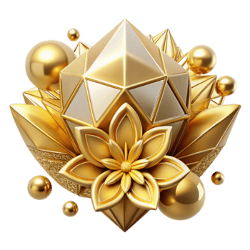 wonderful classic Gold Geometric Floral Design Isolated on White premium png