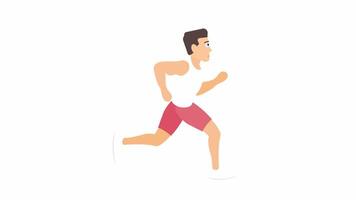 Man running in gym shorts. Animation of a man running, alpha channel. Cartoon video