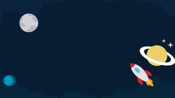 Animation Rocket With Planet.Space Galaxy Background video