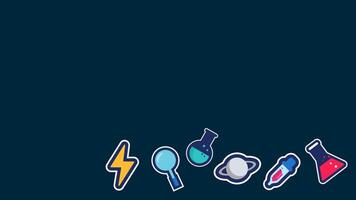 4K Animation Science HD Background With Copy Space Area. Animated Chemistry Tool,Rocket,And Planet Suitable For Science,Physics Presentation video
