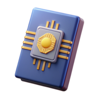 glorious surreal Biometric passport with embedded chip NO BACKGROUND with Transparent Background. fine detail png