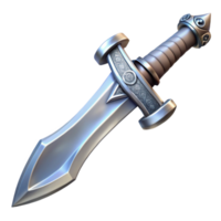 stunning standout A single, gleaming silver sword with intricate elven runes. NO BACKGROUND with Transparent Background. png