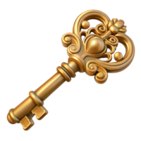 gorgeous dynamic abstract A detailed antique key with ornate carvings. NO BACKGROUND with Transparent Background. crisp png