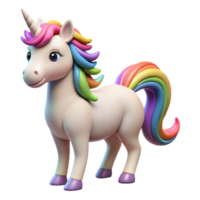 impressive exceptional A mystical unicorn with a rainbow mane and tail. NO BACKGROUND with Transparent Background. png