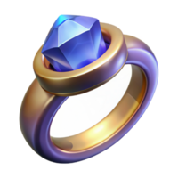 enchanting harmonious organic A detailed illustration of a magic ring with a large gemstone. NO BACKGROUND with Transparent Background. original png