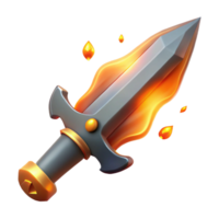 exemplary modern A stylized, flaming sword with embers falling off. NO BACKGROUND with Transparent Background. impeccable png