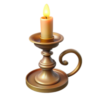 extraordinary melancholic gothic A single, ornate candlestick with a flickering candle. NO BACKGROUND with Transparent Background. elite png