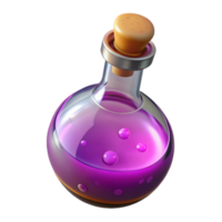 fascinating ethereal retro A single, glowing potion bottle filled with a bubbling liquid. NO BACKGROUND with Transparent Background. precision png