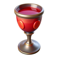 iconic abstract A single, ornate chalice filled with red wine. NO BACKGROUND with Transparent Background. high resolution png