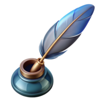 exquisite victorian A realistic illustration of a feather pen and inkwell. NO BACKGROUND with Transparent Background. expertly shot png