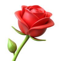 fascinating coveted A single, red rose blossom, tightly closed bud. NO BACKGROUND with Transparent Background. png
