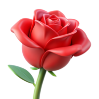 energetic captivating A single, red rose blossom, tightly closed bud. NO BACKGROUND with Transparent Background. studio quality png