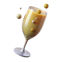 striking sought-after A glass of overflowing champagne with rising bubbles. NO BACKGROUND with Transparent Background. png