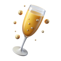 immaculate nostalgic futuristic A glass of overflowing champagne with rising bubbles. NO BACKGROUND with Transparent Background. refined png