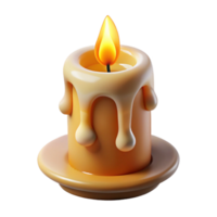 notable baroque A burning candle with dripping wax. NO BACKGROUND with Transparent Background. high resolution png