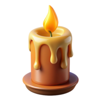 mysterious impressive A burning candle with dripping wax. NO BACKGROUND with Transparent Background. sharp png
