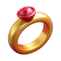inspired traditional A golden wedding ring with an embedded ruby. NO BACKGROUND with Transparent Background. expertly shot png