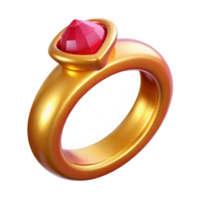 extraordinary unforgettable A golden wedding ring with an embedded ruby. NO BACKGROUND with Transparent Background. png