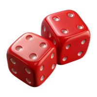 playful picturesque A pair of red dice showing snake eyes. NO BACKGROUND with Transparent Background. 4K png