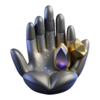serene modern Gray Scale 3d Render of a Human Hand Cutout png