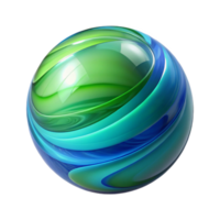 romantic elegant A glass marble, swirling with blue and green. NO BACKGROUND with Transparent Background. masterfully captured png
