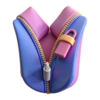 tranquil glorious A single zipper, half-open. NO BACKGROUND with Transparent Background. authentic png