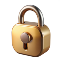 ethereal radiant A single padlock, brass and locked. NO BACKGROUND with Transparent Background. masterfully captured png