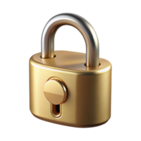 hypnotic elegant A single padlock, brass and locked. NO BACKGROUND with Transparent Background. crisp png