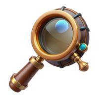 elegant quintessential Steampunk monocle with a magnifying glass and a brass frame. NO BACKGROUND with Transparent Background. png