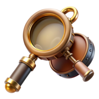 serene harmonious bohemian Steampunk monocle with a magnifying glass and a brass frame. NO BACKGROUND with Transparent Background. artisan png
