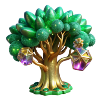 elegant rustic Green Fractal Tree Branching Out Isolated professional png