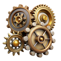 alegre requintado steampunk engrenagem conjunto com vários tamanhos e intrincado detalhes. não fundo com transparente fundo. detalhado png