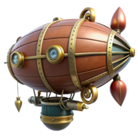 majestic gothic Steampunk dirigible miniature with intricate details and propellers. NO BACKGROUND with Transparent Background. studio quality png