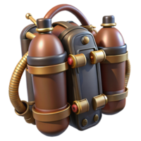 exquisite abstract Steampunk jetpack with brass nozzles and leather straps. NO BACKGROUND with Transparent Background. premium png