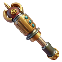 energetic exquisite Steampunk screwdriver with an interchangeable bit and a brass handle. NO BACKGROUND with Transparent Background. handcrafted png