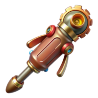 playful captivating Steampunk screwdriver with an interchangeable bit and a brass handle. NO BACKGROUND with Transparent Background. flawless png
