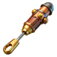 ethereal majestic Steampunk screwdriver with an interchangeable bit and a brass handle. NO BACKGROUND with Transparent Background. museum quality png
