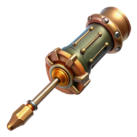 peaceful spectacular Steampunk screwdriver with an interchangeable bit and a brass handle. NO BACKGROUND with Transparent Background. elite png