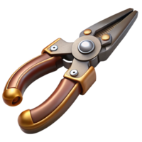 playful splendid Steampunk pliers with gripping jaws and a brass handle. NO BACKGROUND with Transparent Background. 4K png