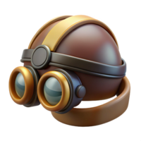mesmerizing renaissance Steampunk aviator hat with goggles and ear flaps. NO BACKGROUND with Transparent Background. studio quality png