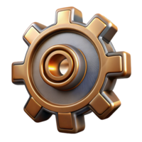 harmonious dazzling Steampunk gear icon with intricate details and a metallic finish. NO BACKGROUND with Transparent Background. elite png