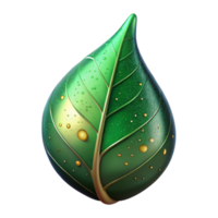 extraordinary abstract Green Leaf with Dewdrop Isolated authentic png