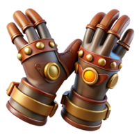 splendid remarkable Steampunk gloves illustration with articulated fingers and gauntlets. NO BACKGROUND with Transparent Background. png