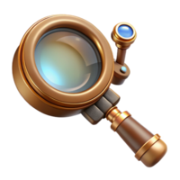 harmonious vibrant Steampunk monocle illustration with a magnifying glass and brass frame. NO BACKGROUND with Transparent Background. top-tier png