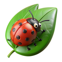 glorious dreamy artistic Close-up of a ladybug on a green leaf NO BACKGROUND with Transparent Background. original png