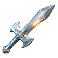 glorious gothic A single, gleaming silver sword with intricate elven runes, NO BACKGROUND with Transparent Background. perfect clarity png