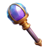 immaculate ethereal surreal A wizard's staff topped with a glowing crystal orb, NO BACKGROUND with Transparent Background. 8K png