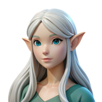 intense glorious A beautiful elf maiden with flowing white hair, NO BACKGROUND with Transparent Background. refined png