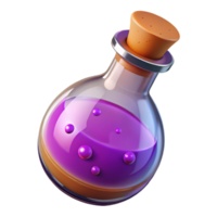 ethereal impressive A powerful magic potion bubbling in a glass vial, NO BACKGROUND with Transparent Background. genuine png