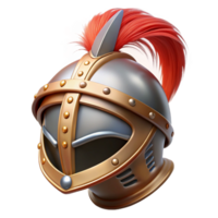 stunning coastal A knight's helmet with a feathered plume, NO BACKGROUND with Transparent Background. high quality png